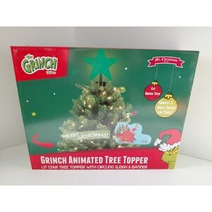 Grinch Animated Tree Topper Mr Christmas‎ 2025 Lighted Star Circling Sleigh New